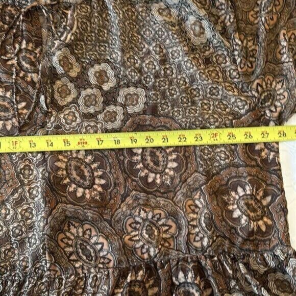 H&M Bohemian Brown Block Print Style Dress Size Medium - Picture 3 of 7